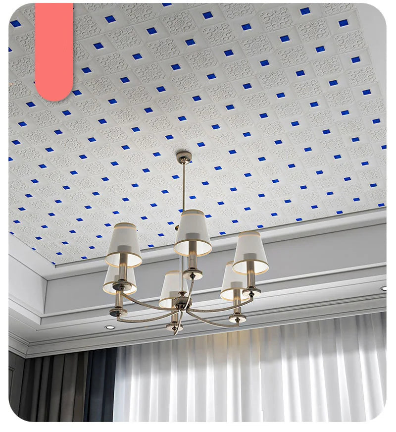 10Pcs 70x70cm Big Size Ceiling Wallpaper 3D Brick Waterproof Wall Stickers Foam Self-Adchive Wall Decoration