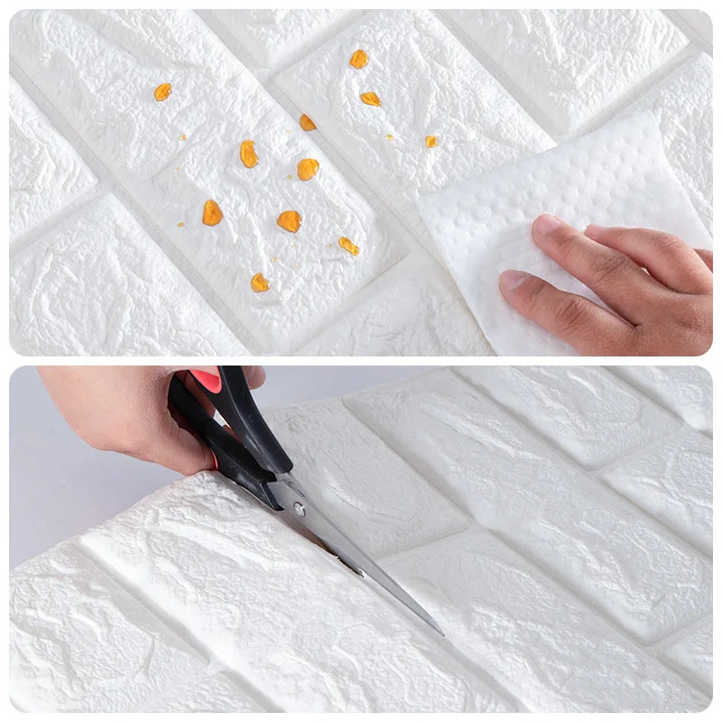 5-30pcs 35cm*30cm DIY Self-adhesive 3D Wall Stickers For Bedroom Waterproof Home Decor Background Foam Brick Wallpaper