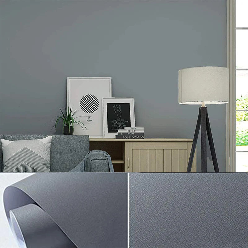 Solid Color Waterproof Wallpaper Room Self-adhesive Black White Wardrobe Kitchen Matte Furniture Wall Sticker,Customizable Width