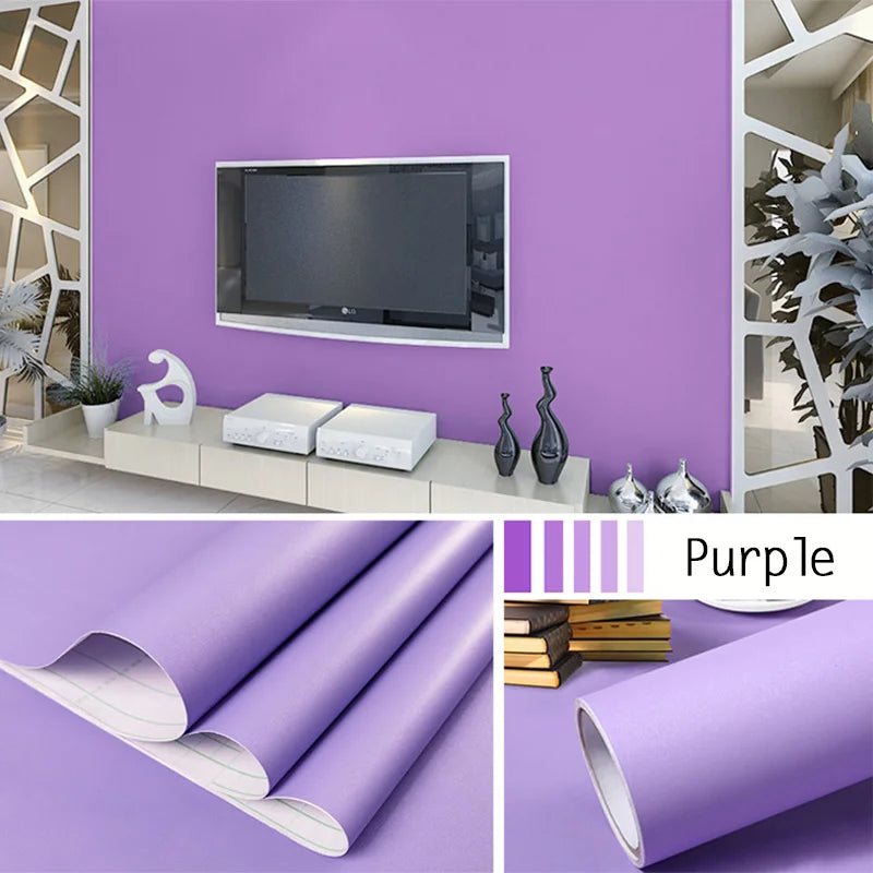 Solid Color Waterproof Wallpaper Room Self-adhesive Black White Wardrobe Kitchen Matte Furniture Wall Sticker,Customizable Width