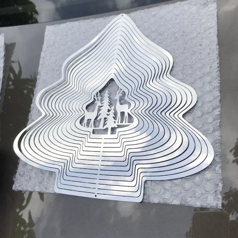 Metal 3D Wind Spinner Chimes Bedroom Indoor Room Outdoor Decor Heart Square Drop Shape Carving Craft Metal 3D Rotating Windchime