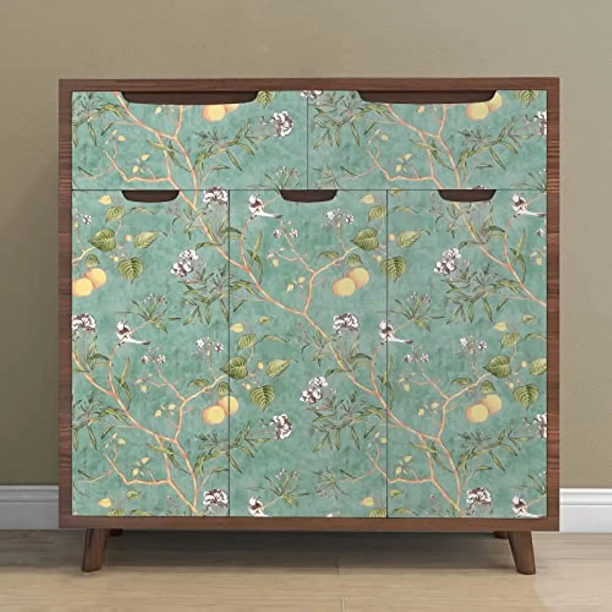 Vintage Botanical Birds Peel and Stick Wallpaper Vinyl Self Adhesive Wallpaper Green Removable Contact Paper for Home Decor