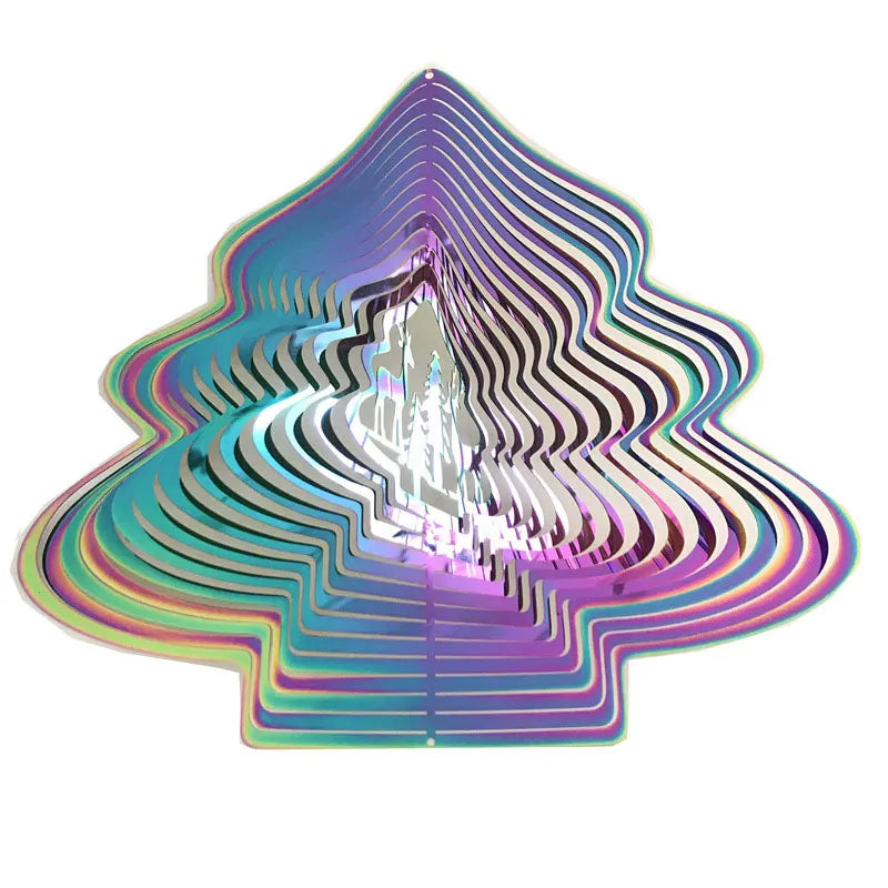 Metal 3D Wind Spinner Chimes Bedroom Indoor Room Outdoor Decor Heart Square Drop Shape Carving Craft Metal 3D Rotating Windchime