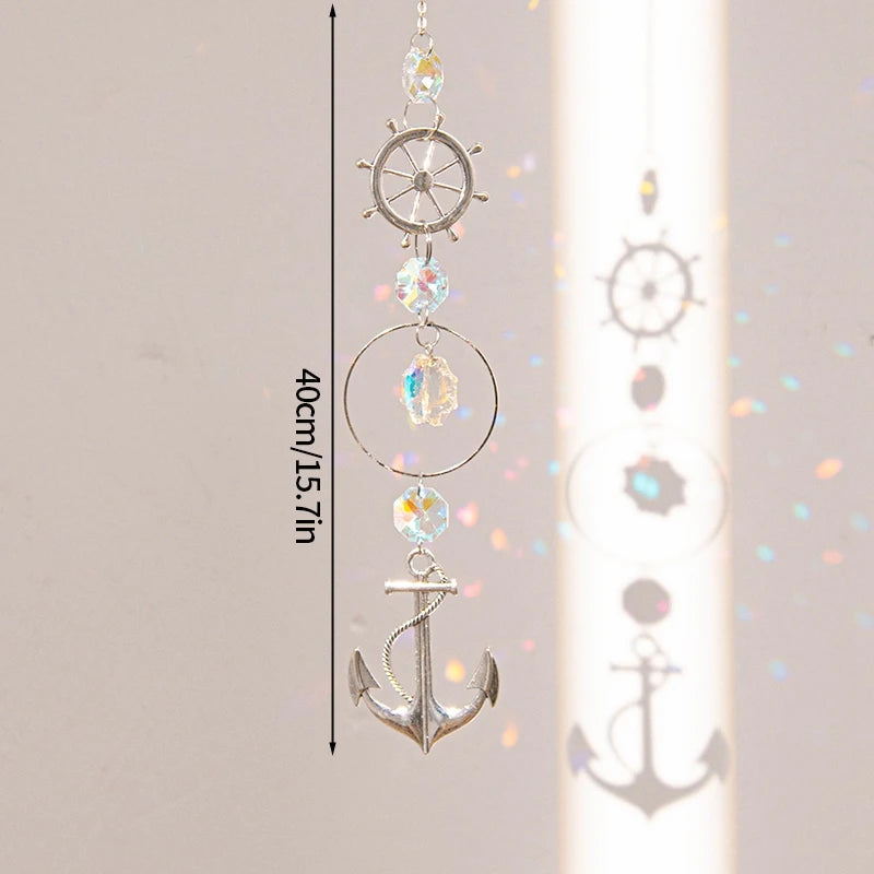 Crystal Suncatcher Moon Star Rainbow Sun Catcher Wind Chime Pendant Sun Catcher Pendants Outdoor Garden Yard Hanging Decor