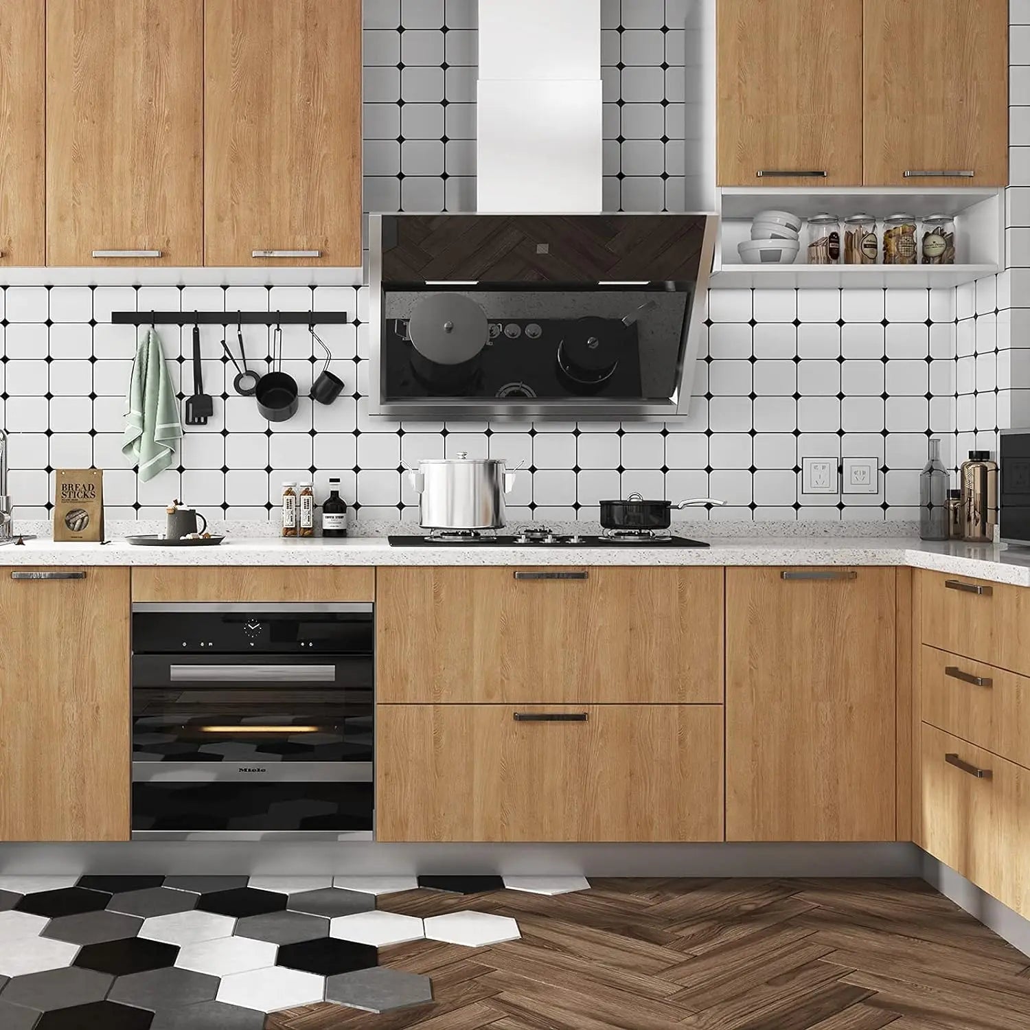 1 Roll Pvc Oil-proof Wood Grain Sticker Self-adhesive Wallpaper For Kitchen Countertop Furniture Cabinet Table Wall Renovation