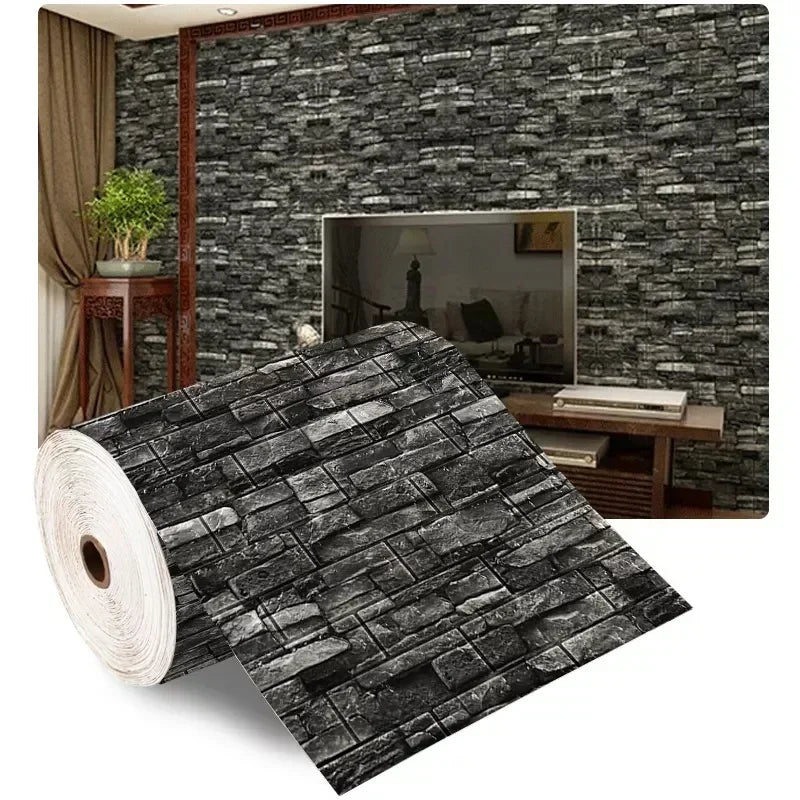 70cmx1/5/10m 3D Wallpaper Decoration Self-adhesive Antique Foam Brick Wallpaper Living Room Bedroom Waterproof 3D Wall Sticker
