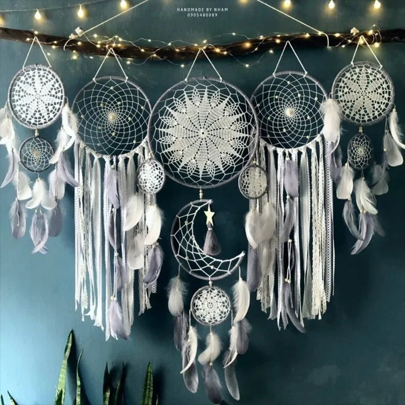 5pcs/set Dream Catchers Boho Home Decor Macrame Dream Catchers Wall Hangings Moon Ramadan Dreamcatcher Kids Nursery Ornament