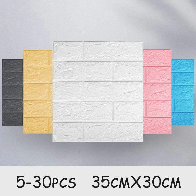 5-30pcs 35cm*30cm DIY Self-adhesive 3D Wall Stickers For Bedroom Waterproof Home Decor Background Foam Brick Wallpaper