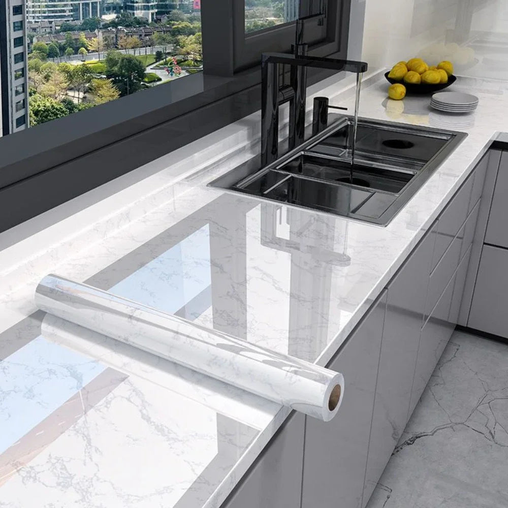 60cm/80cm Marble Self Adhesive Wallpaper Peel and Stick Wallpaper Kitchen Bathroom Contact Paper Modern Waterproof Wall Stickers