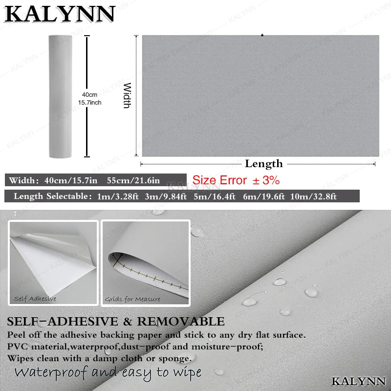 Solid Color Waterproof Wallpaper Room Self-adhesive Black White Wardrobe Kitchen Matte Furniture Wall Sticker,Customizable Width