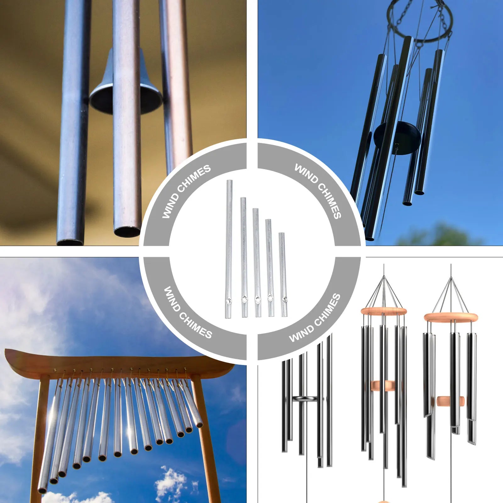 Wind Chime Diy Tubes Ring Chime Pendant Chimes Hanging Metal Set Outdoor Replacemeent For Windchimes Empty