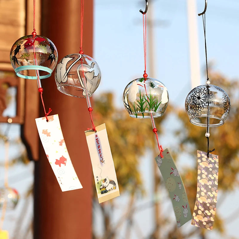 Japanese Wind Chime Handmade Sakura Wind Chimes Garden Decoration Outdoor Glass Furin Wall Hanging Home Decor Small Wind Bells