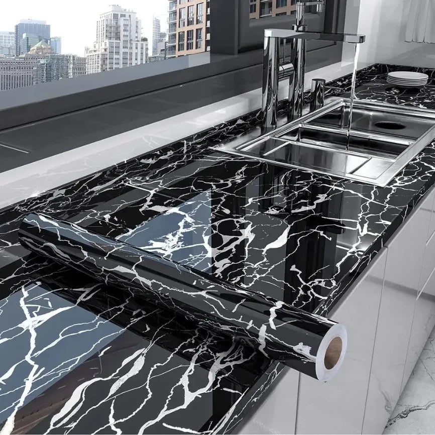 60cm/80cm Marble Self Adhesive Wallpaper Peel and Stick Wallpaper Kitchen Bathroom Contact Paper Modern Waterproof Wall Stickers