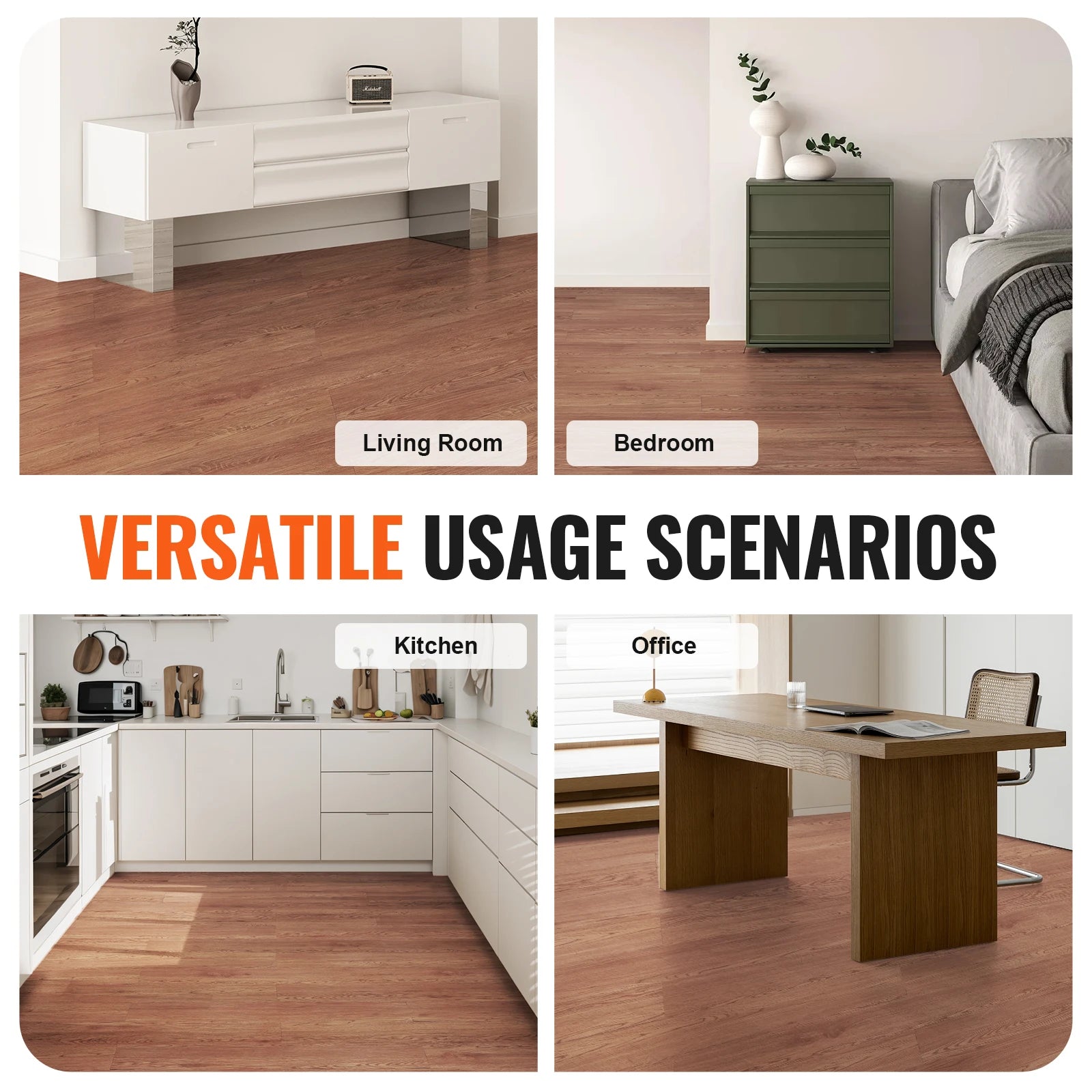 SucceBuy Self Adhesive Vinyl Floor Tiles 20 Tiles 0.62mm Thick Peel & Stick Light Gray Wood Grain DIY Flooring for Kitchen Decor