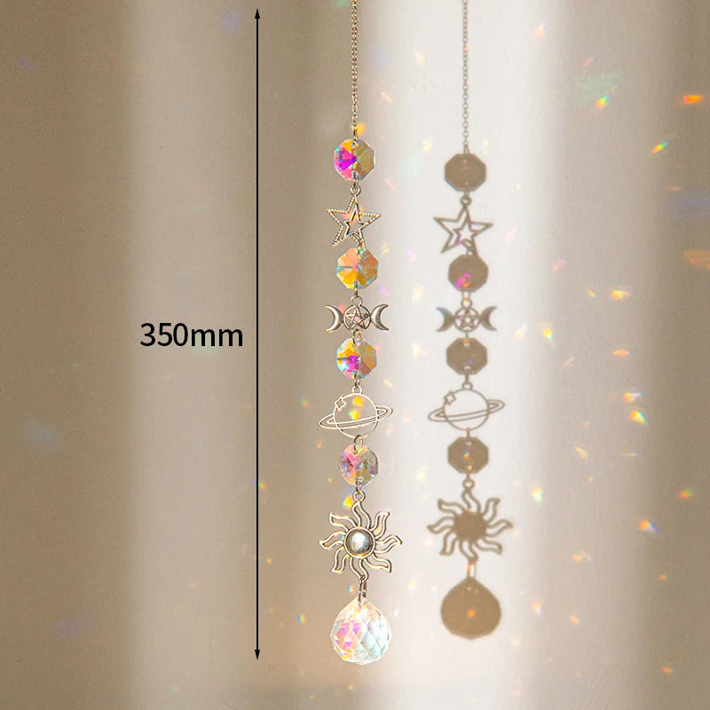 Crystal Suncatcher Crystal Wind Chimes Garden Rainbow Sun Catcher Garden Hanging Pendant Window Wind Music Home Garden Decor