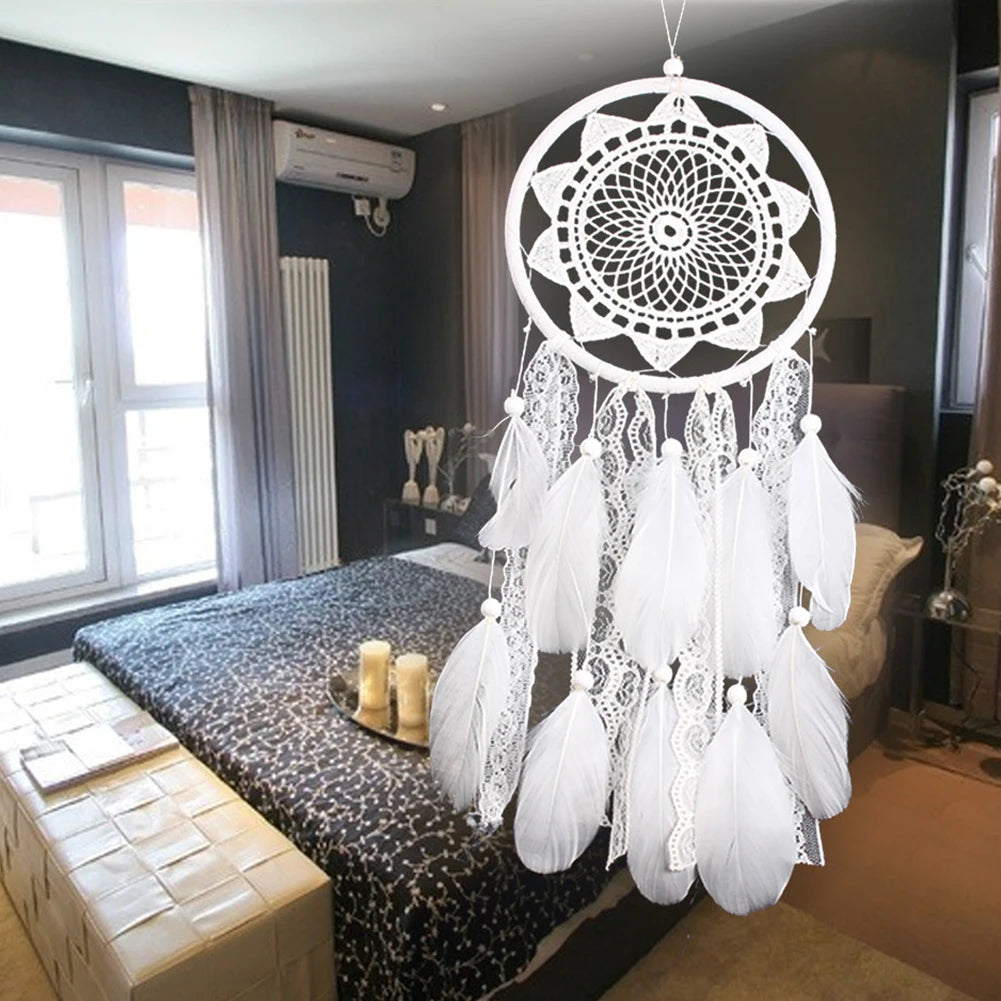 Dream Catcher Wind Chimes Circle Ring Wall Hanging Ornament Room Dreamcatcher Hand-woven Crafts Luxury Decoration