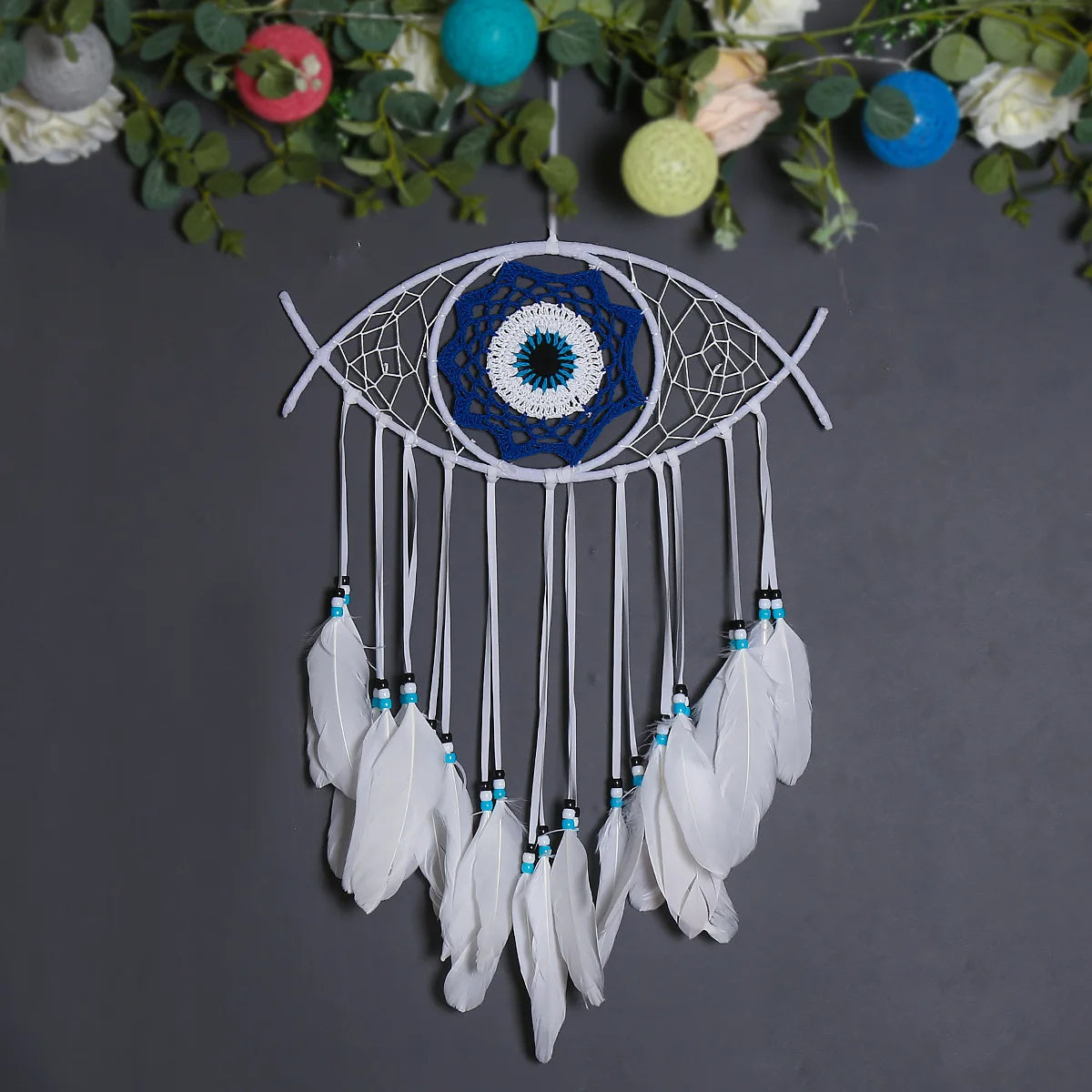1PC Home Decoration Dream Catcher Wall Hanging Devil's Eye Colored Feathers Room Decoration Dream Catcher Wind Chimes Pendant