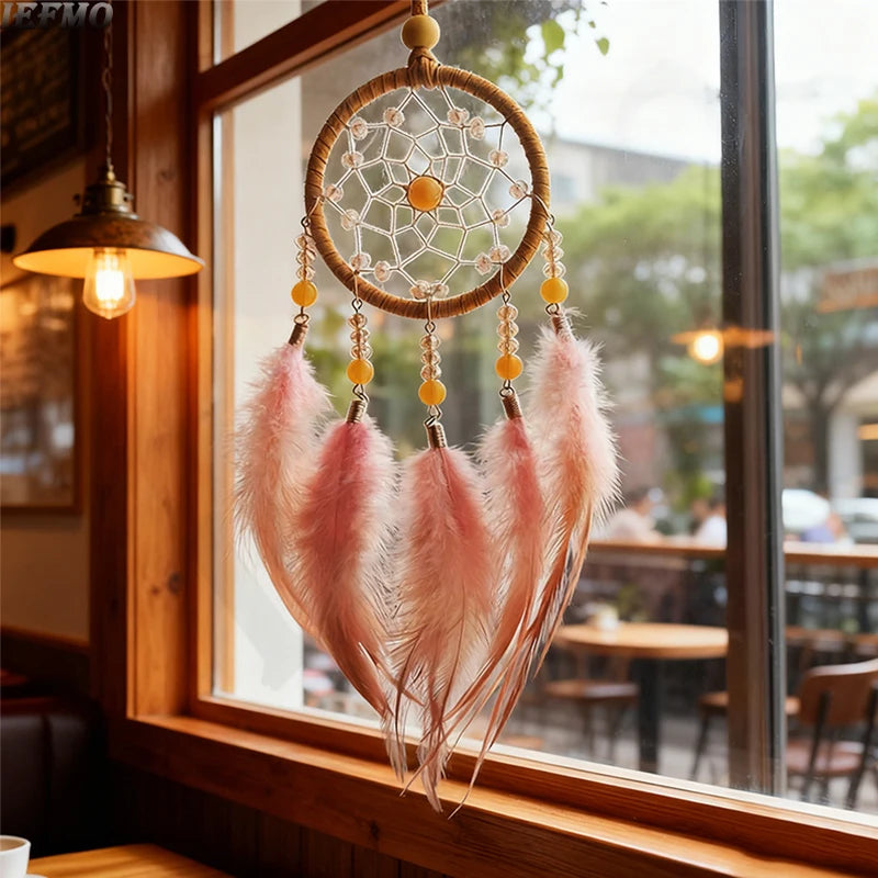 Creative Car Pendant Dream Catcher Forest Feather Wind Chime Decoration Valentine's Day Gift Girly Birthday Gift Home Decor