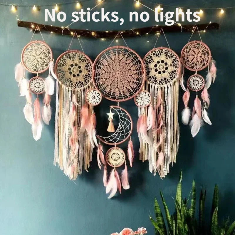 Indian Dream Catcher Wind Chime, Handmade Feather Pendant, Indoor Tassel, Wall Hanging, Wedding Decoration, Kids Room decor