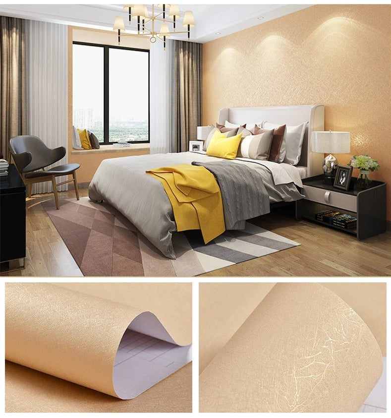Self-adhesive Wallpaper Waterproof Solid Color Linen Pattern Living Room Bedroom Room Cabinet Decoration Sticker
