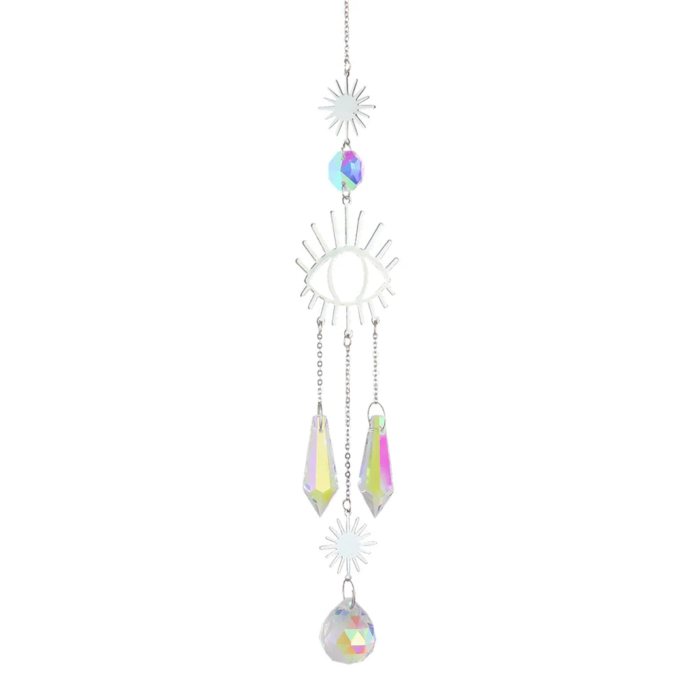 Crystal Butterfly Demon Eye Wind Chime Wind Chimes Outdoor Ornament Handmade Hanging Suncatcher with AB Coating for Home Garden