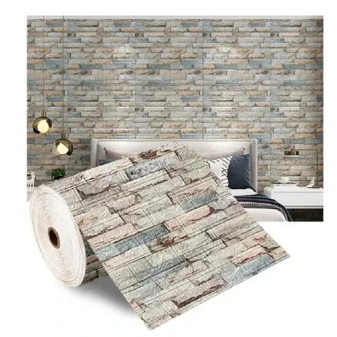 70cmx1/5/10m 3D Wallpaper Decoration Self-adhesive Antique Foam Brick Wallpaper Living Room Bedroom Waterproof 3D Wall Sticker