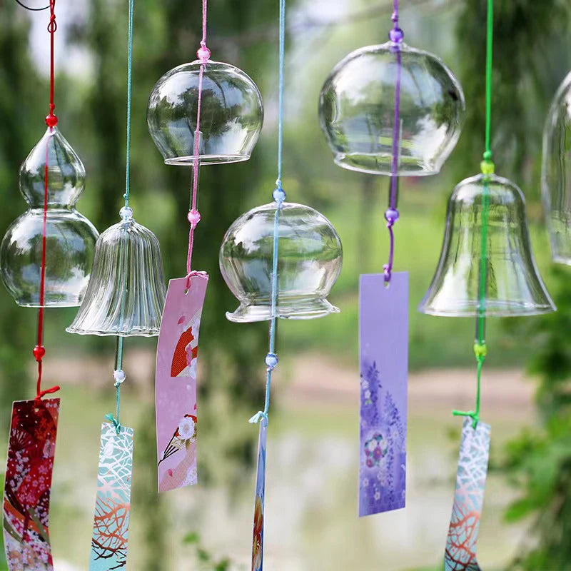 Japanese Wind Chime Handmade Sakura Wind Chimes Garden Decoration Outdoor Glass Furin Wall Hanging Home Decor Small Wind Bells