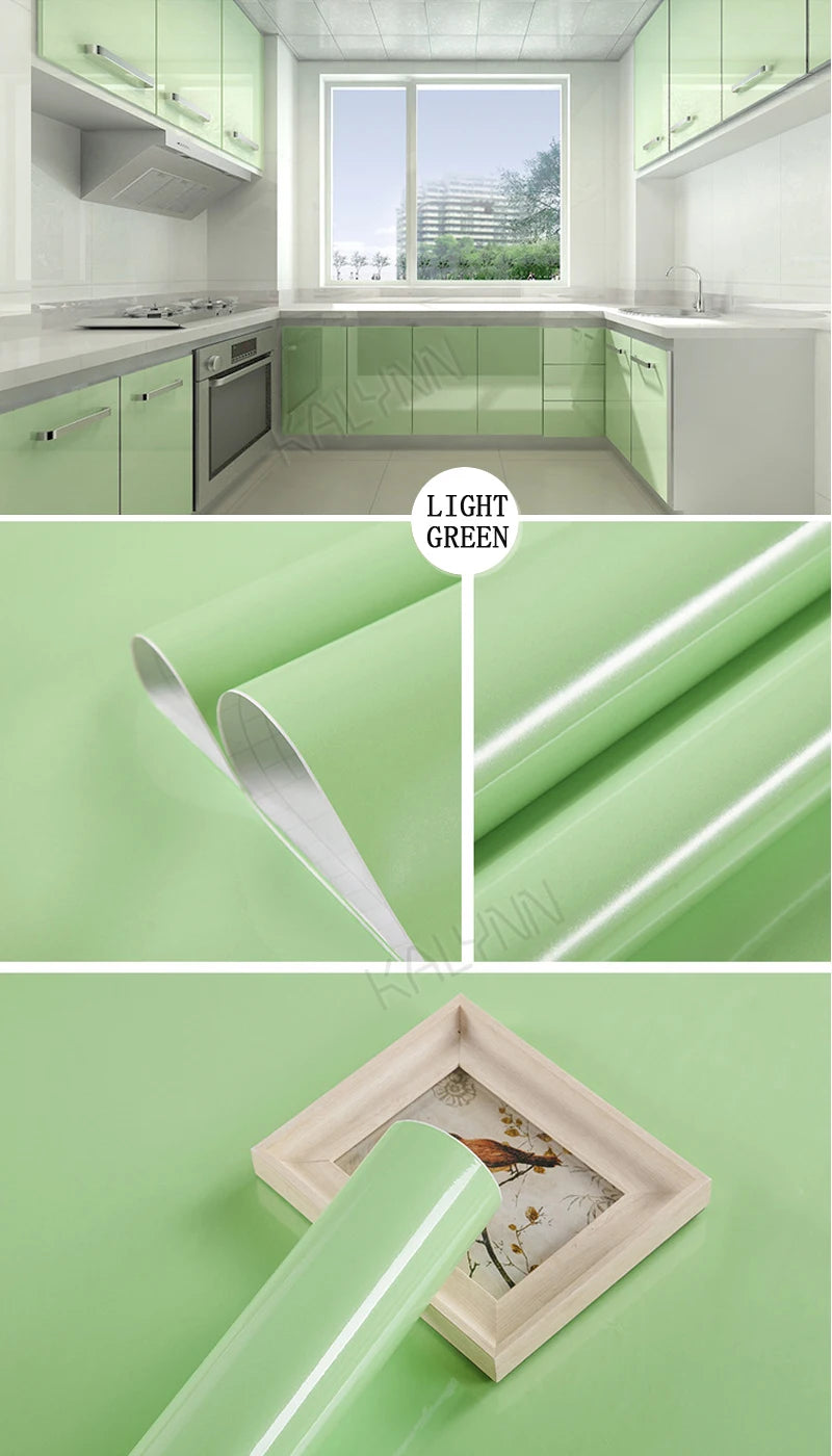 Solid Color Waterproof Wallpaper Room Self-adhesive Black White Wardrobe Kitchen Matte Furniture Wall Sticker,Customizable Width