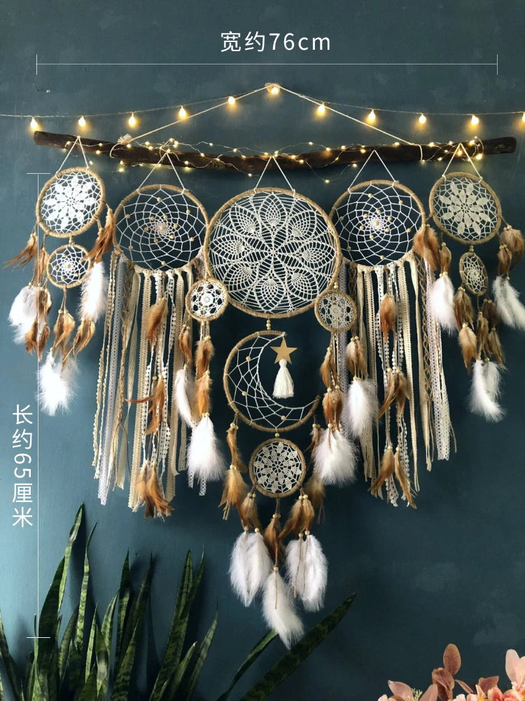 Indian Dream Catcher Wind Chime, Handmade Feather Pendant, Indoor Tassel, Wall Hanging, Wedding Decoration, Kids Room decor