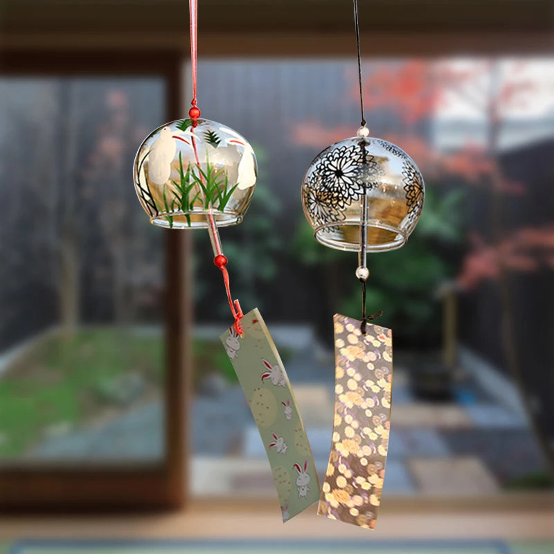 Japanese Wind Chime Handmade Sakura Wind Chimes Garden Decoration Outdoor Glass Furin Wall Hanging Home Decor Small Wind Bells
