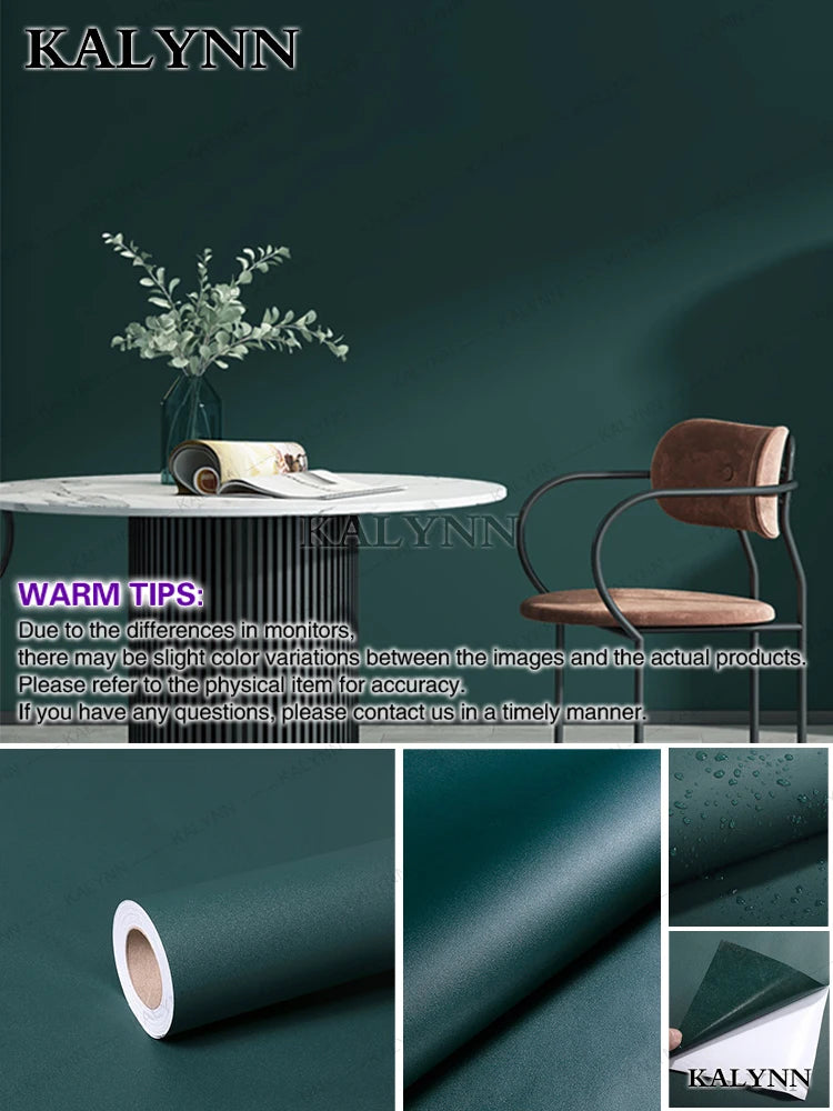 Solid Color Waterproof Wallpaper Room Self-adhesive Black White Wardrobe Kitchen Matte Furniture Wall Sticker,Customizable Width