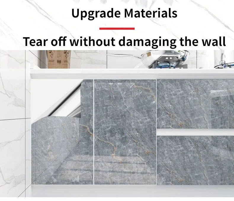 10M x 80CM Marble Self Adhesive Wallpaper Waterproof Oil Proof Kitchen Stickers Thermostability Decorative Film Home Decor
