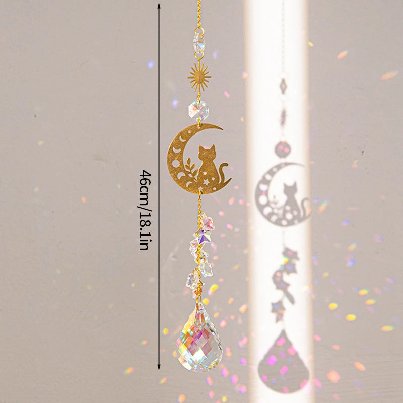 Crystal Suncatcher Moon Star Rainbow Sun Catcher Wind Chime Pendant Sun Catcher Pendants Outdoor Garden Yard Hanging Decor
