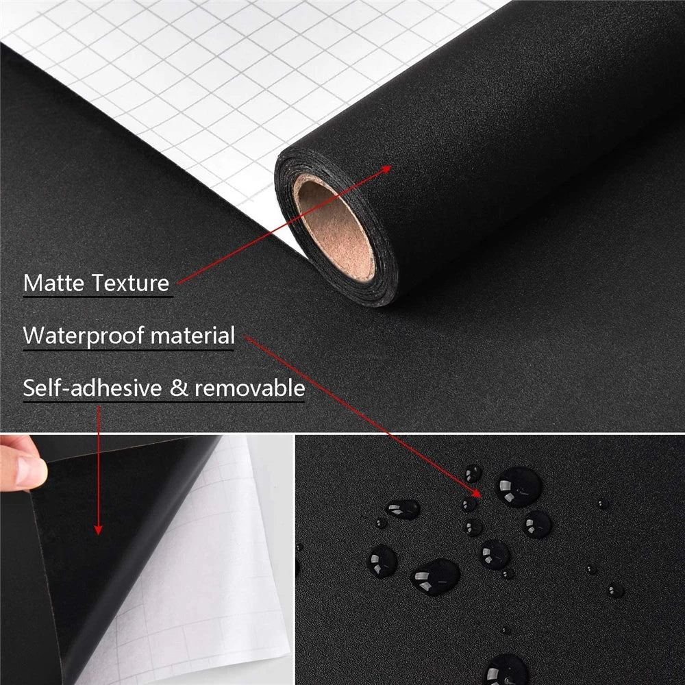 Waterpoof Matte Solid Wallpaper Black Vinyl Self-Adhesive Stickers for Wall Furniture Livingroom Contact Paper Home Decor