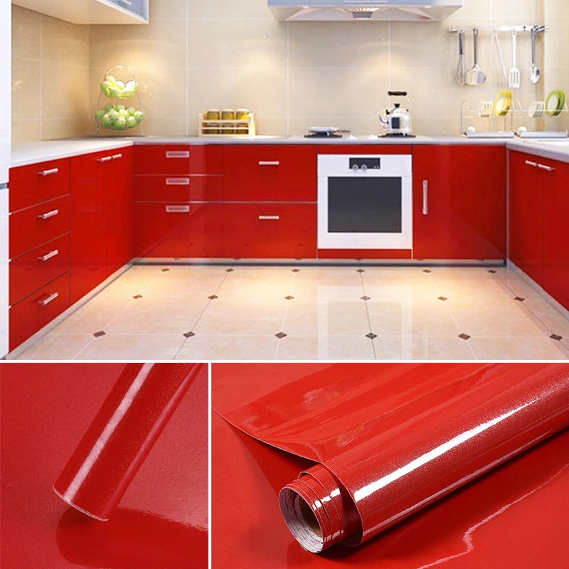 Solid Color Waterproof Wallpaper Room Self-adhesive Black White Wardrobe Kitchen Matte Furniture Wall Sticker,Customizable Width