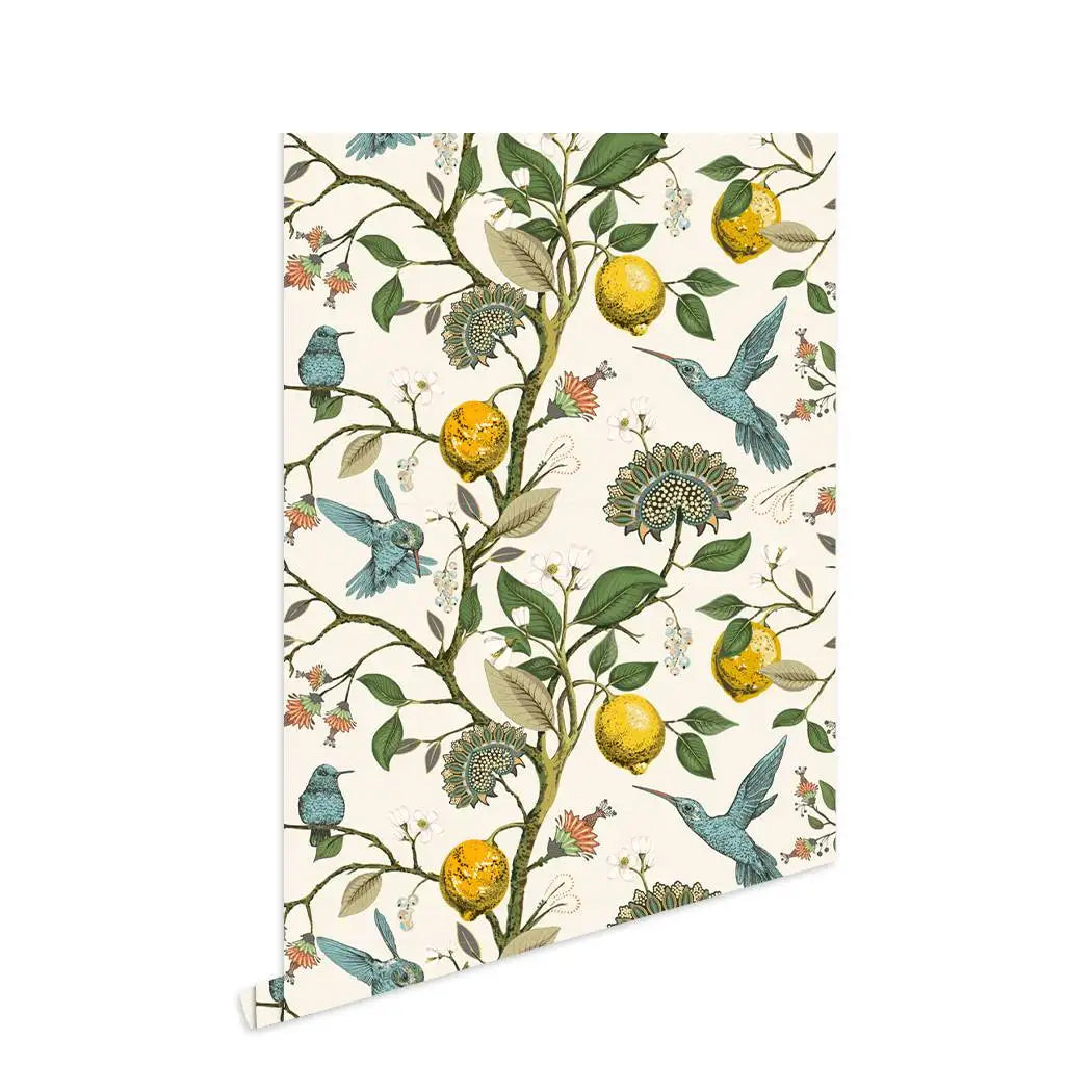 Blue Bird Self Adhesive Wallpaper Fresh Lemon Tree Peel and Stick Wallpaper Removable Waterproof Prepasted Wallpaper Wall Mural