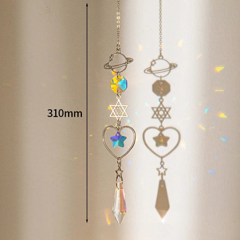 Crystal Suncatcher Crystal Wind Chimes Garden Rainbow Sun Catcher Garden Hanging Pendant Window Wind Music Home Garden Decor
