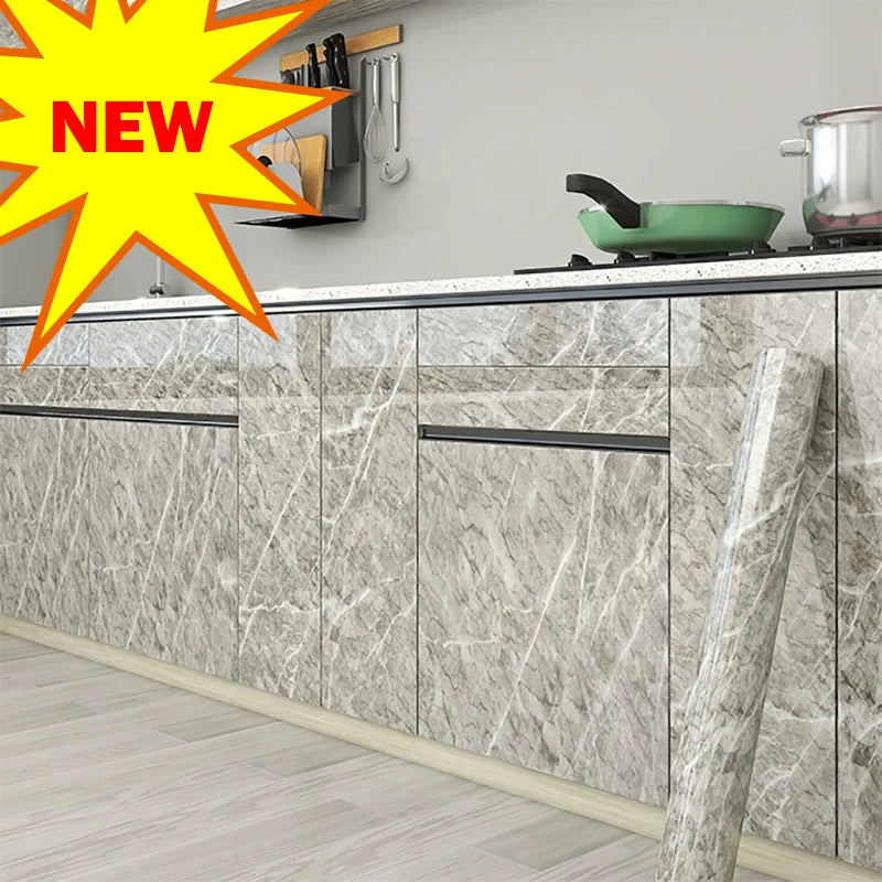Kitchen countertop marble wallpaper PVC self-adhesive renovation wall stickers kitchen cabinet wall peel and stick stickers
