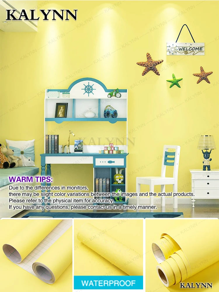 Solid Color Waterproof Wallpaper Room Self-adhesive Black White Wardrobe Kitchen Matte Furniture Wall Sticker,Customizable Width