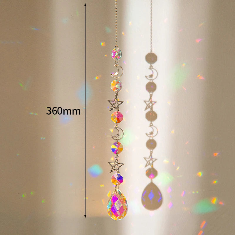 Crystal Suncatcher Crystal Wind Chimes Garden Rainbow Sun Catcher Garden Hanging Pendant Window Wind Music Home Garden Decor