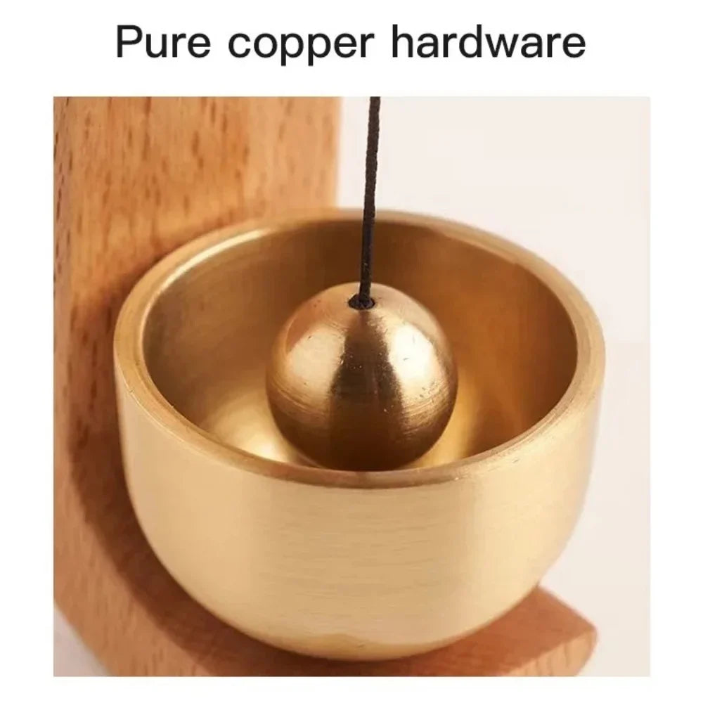 Vintage Magnetic Wood Doorbell Chime Hanging Wind Chimes Copper Bell Walnut Doorbell Vintage Door Bell Home Decorations