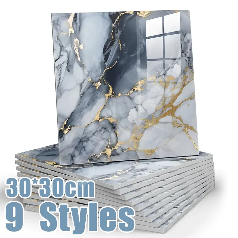 10-50PCS Imitation Marble 3D Ceramic Tile Wall Renovation Decoration Sticker Waterproof Self-adhesive Homeelf-adhesive Wallpaper