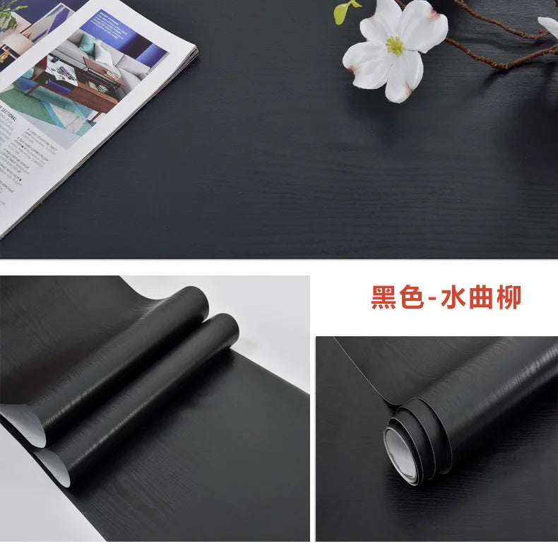 90CM Width Waterproof Self Adhesive Wood Grain Sticker Door Cabinet Desktop Modern Furniture Renovation Peel and Stick Wallpaper