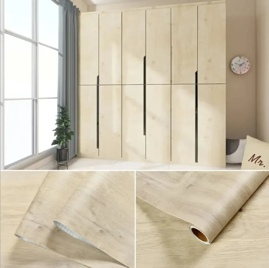 90cm Width Wood Grain PVC Wallpaper for Door Wardrobe Cupboard Table Furniture Waterproof Self Adhesive Stickers Wall Stickers