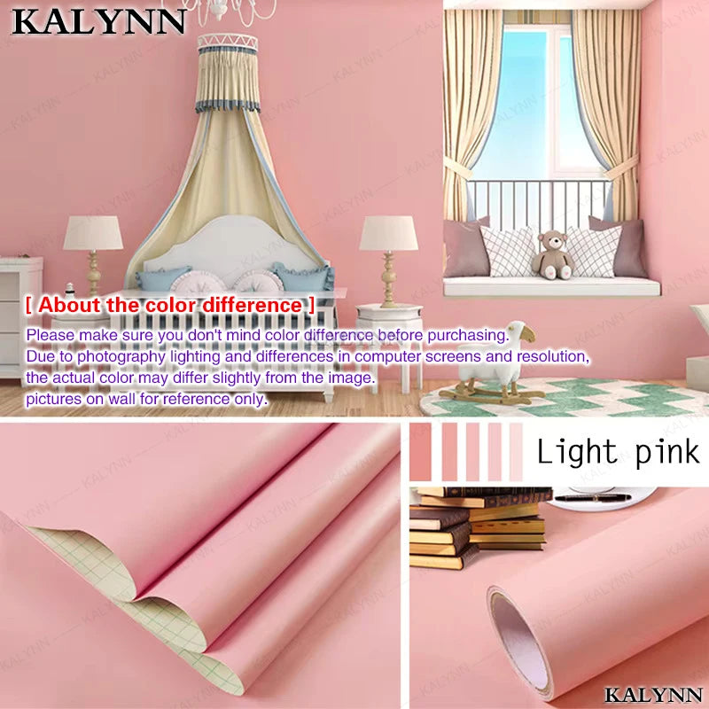 Solid Color Waterproof Wallpaper Room Self-adhesive Black White Wardrobe Kitchen Matte Furniture Wall Sticker,Customizable Width