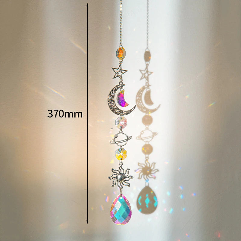 Crystal Suncatcher Crystal Wind Chimes Garden Rainbow Sun Catcher Garden Hanging Pendant Window Wind Music Home Garden Decor
