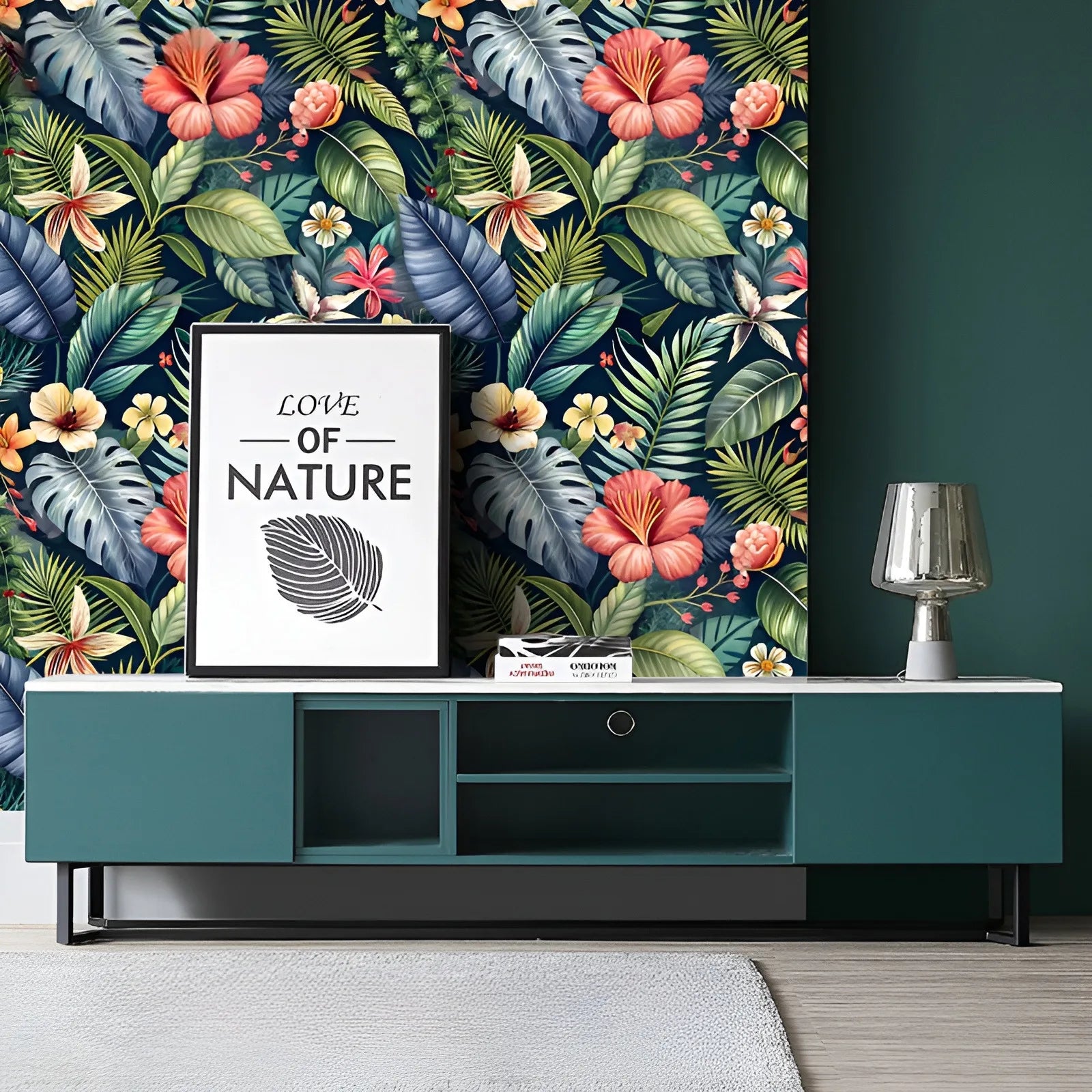 Tropical Palm Leaf Peel and Stick Wallpaper Floral Removable Contact Paper Boho Self Adhesive Wallpaper for Bedroom Bathroom