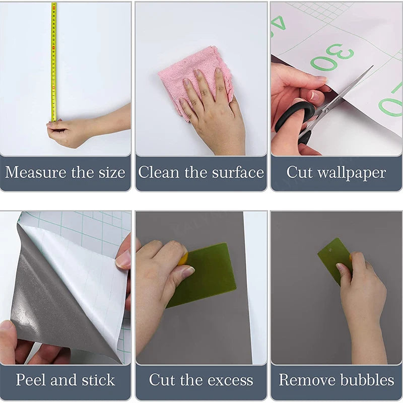 Solid Color Waterproof Wallpaper Room Self-adhesive Black White Wardrobe Kitchen Matte Furniture Wall Sticker,Customizable Width