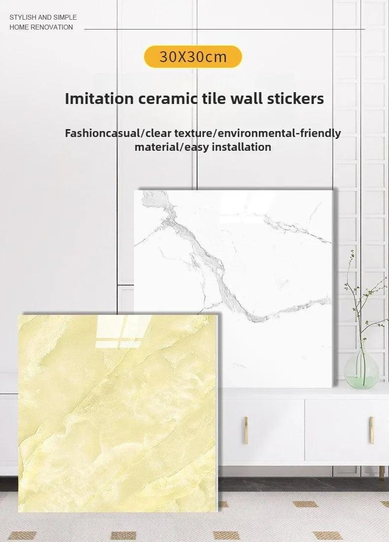 10/20/40PCS 30x30cm Self Adhesive Wallpaper Waterproof Tile Stickers FloorSticker for Kitchen Bathroom Ins Style Home Decor