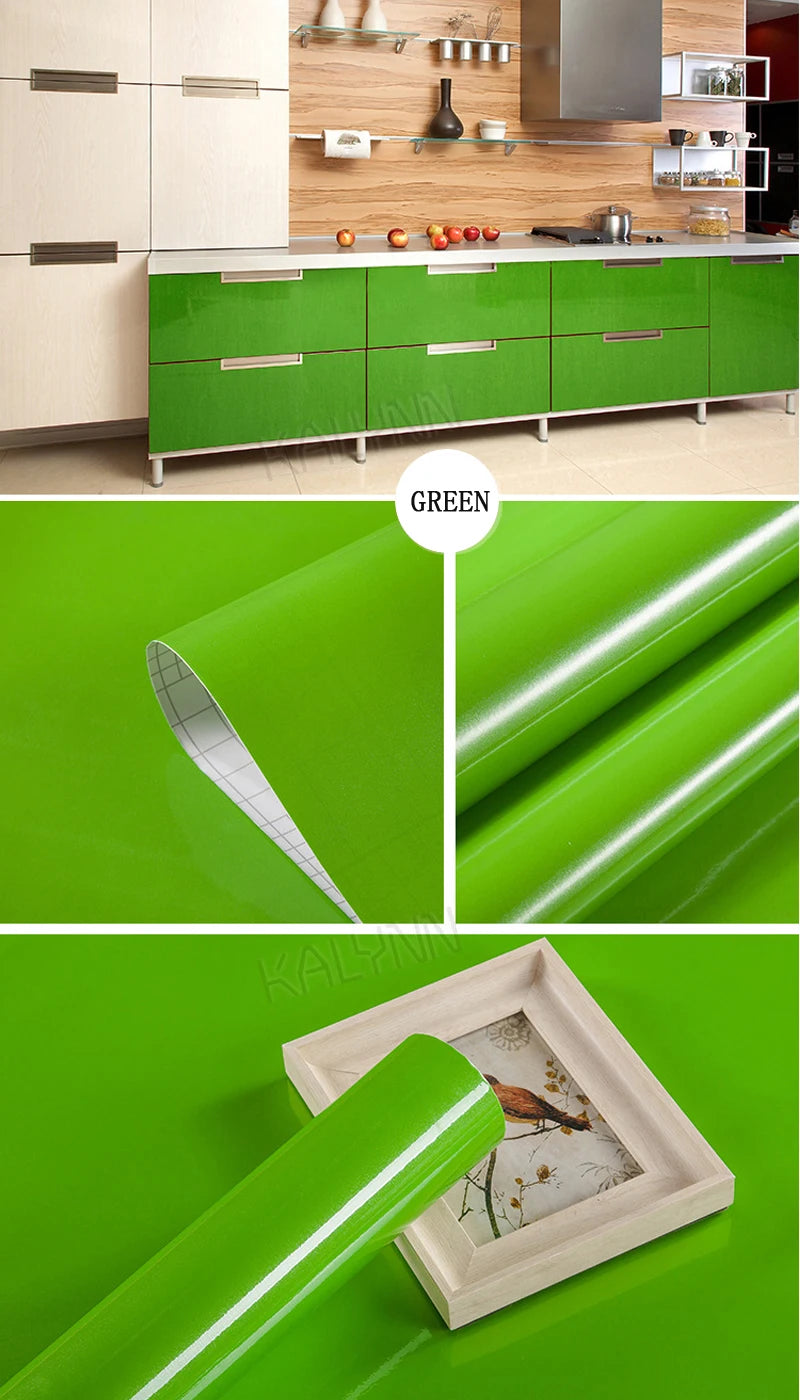 Solid Color Waterproof Wallpaper Room Self-adhesive Black White Wardrobe Kitchen Matte Furniture Wall Sticker,Customizable Width